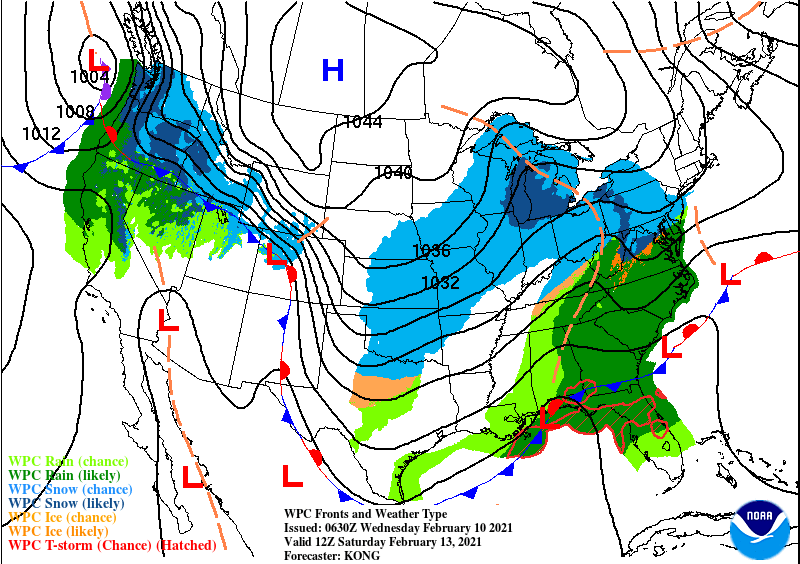 Surface forecast map for Sunday